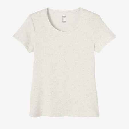 Women's Regular-Fit Fitness T-Shirt 500 - Mottled White