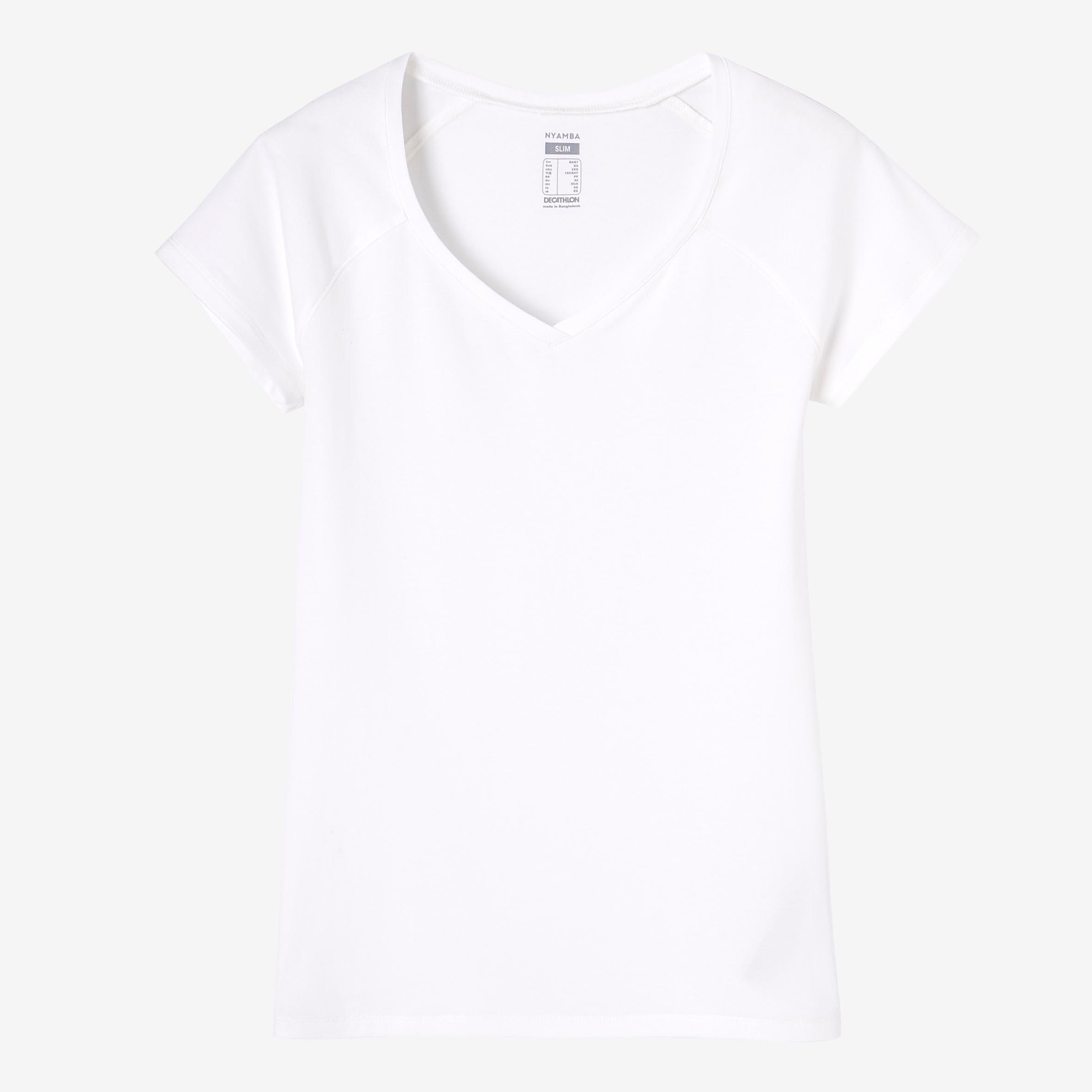 Women's V-Neck Fitness T-Shirt 500 - Ice White 8/16