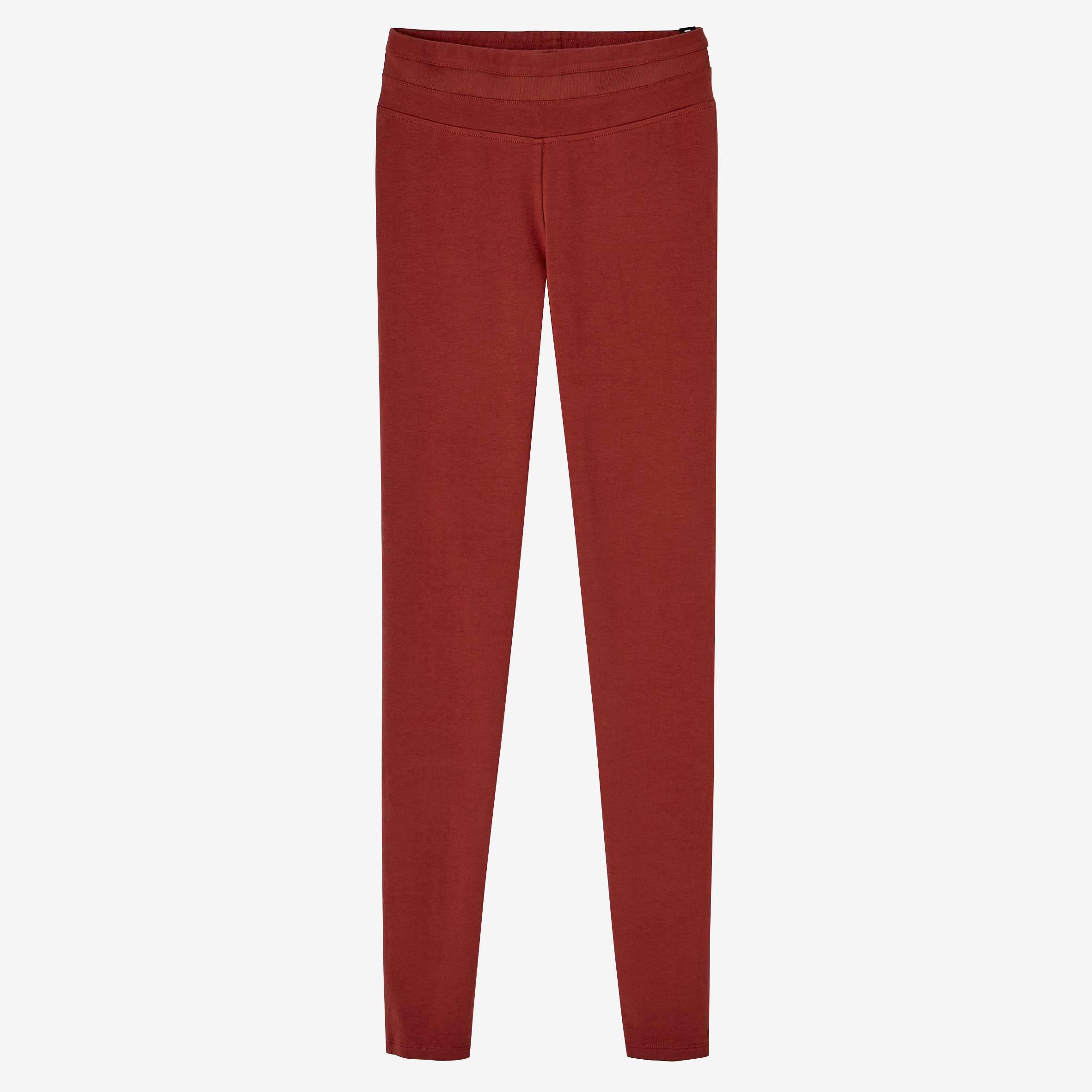 Stretchy High-Waisted Cotton Fitness Leggings with Mesh - Burgundy 6/6