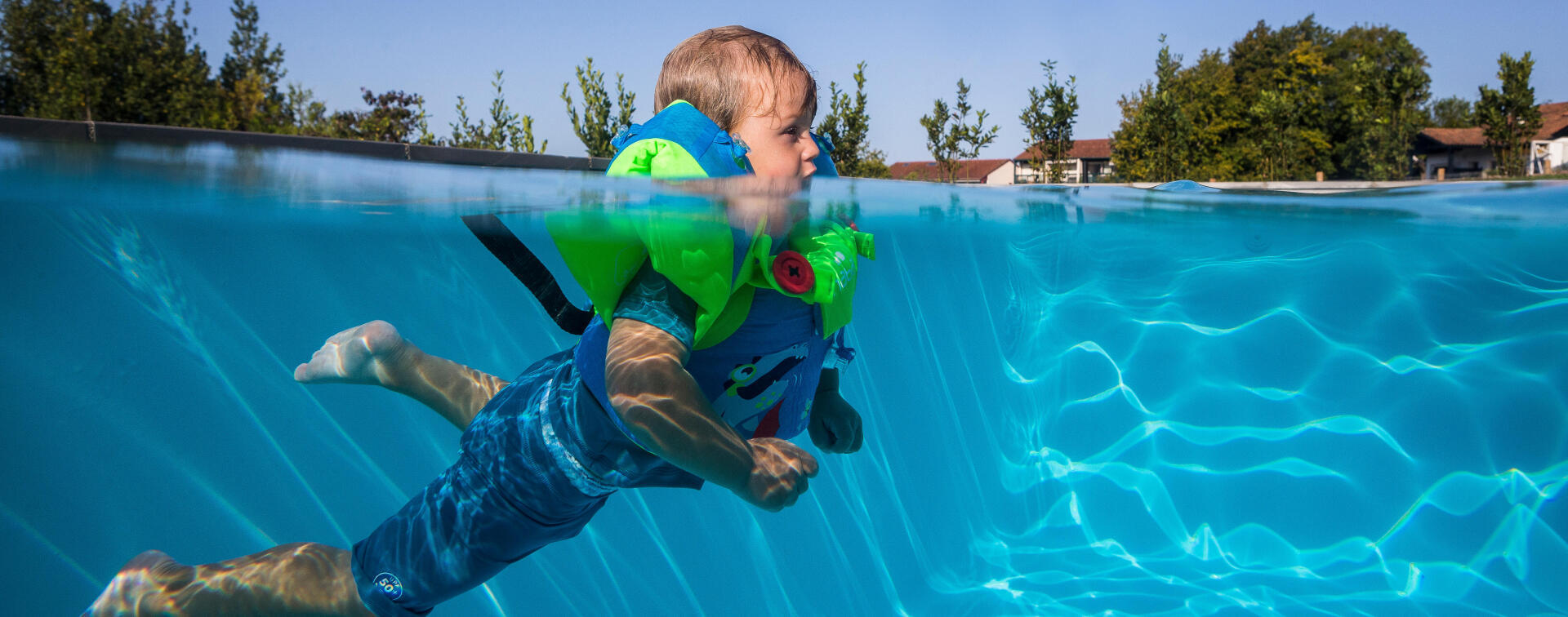 Brassards-ceinture piscine évolutif TISWIM enfant bleu "DRAGON"