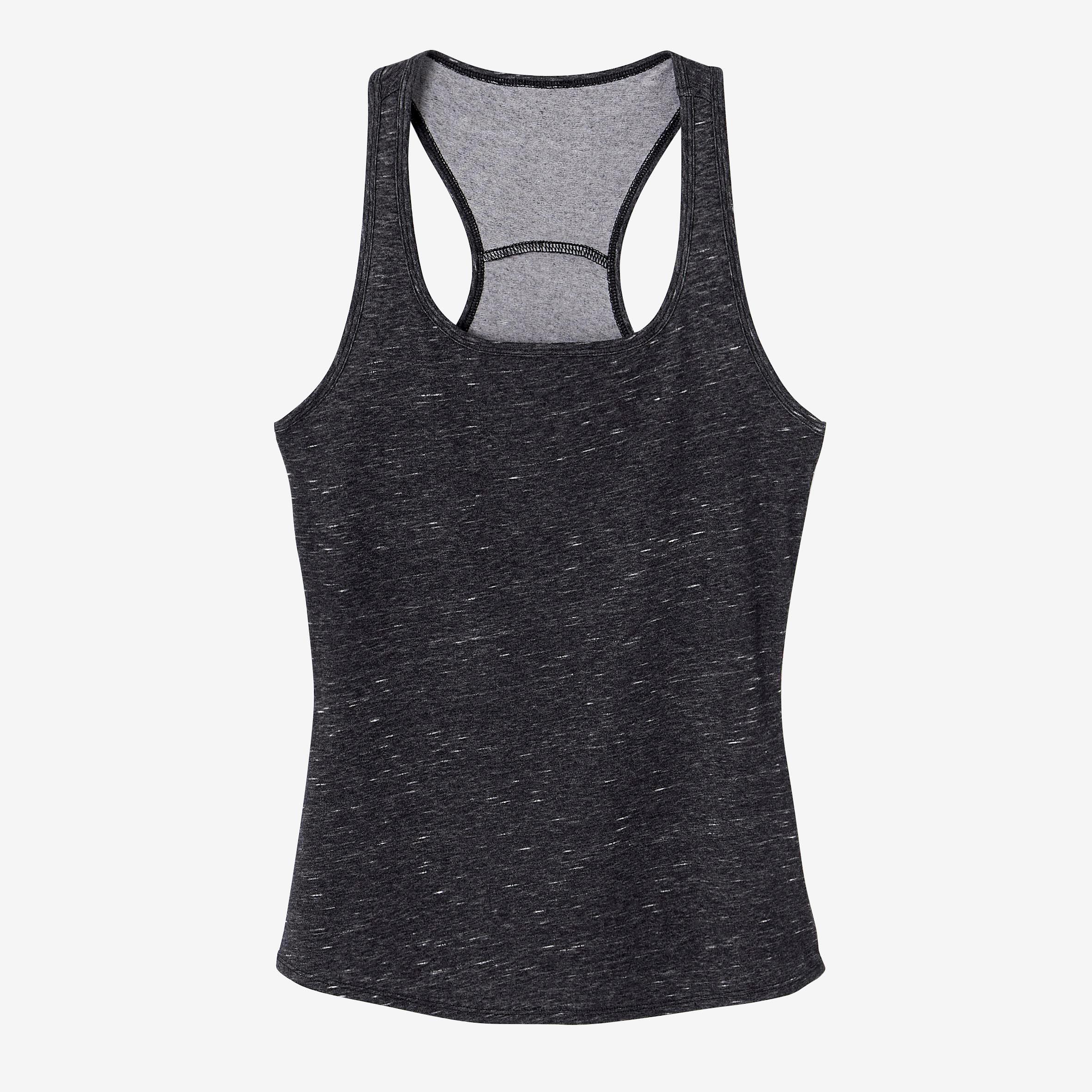 Women's Slim-Fit Racer Back Cotton Fitness Tank Top 500 - Grey 5/5