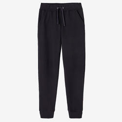 Pantalon jogging fitness femme coton coupe droite avec poche - 500 noir