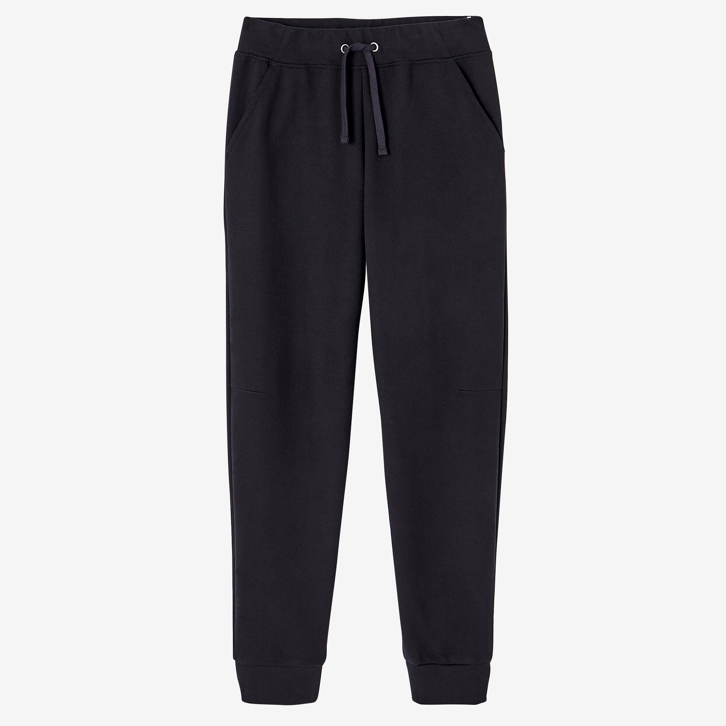 Women's Straight-Cut Cotton Jogging Fitness Bottoms With Pocket 500 - Black 5/5