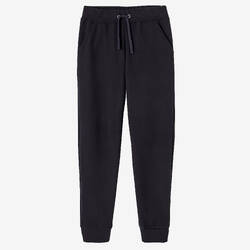 Women's Straight-Cut Cotton Jogging Fitness Bottoms With Pocket 500 - Black
