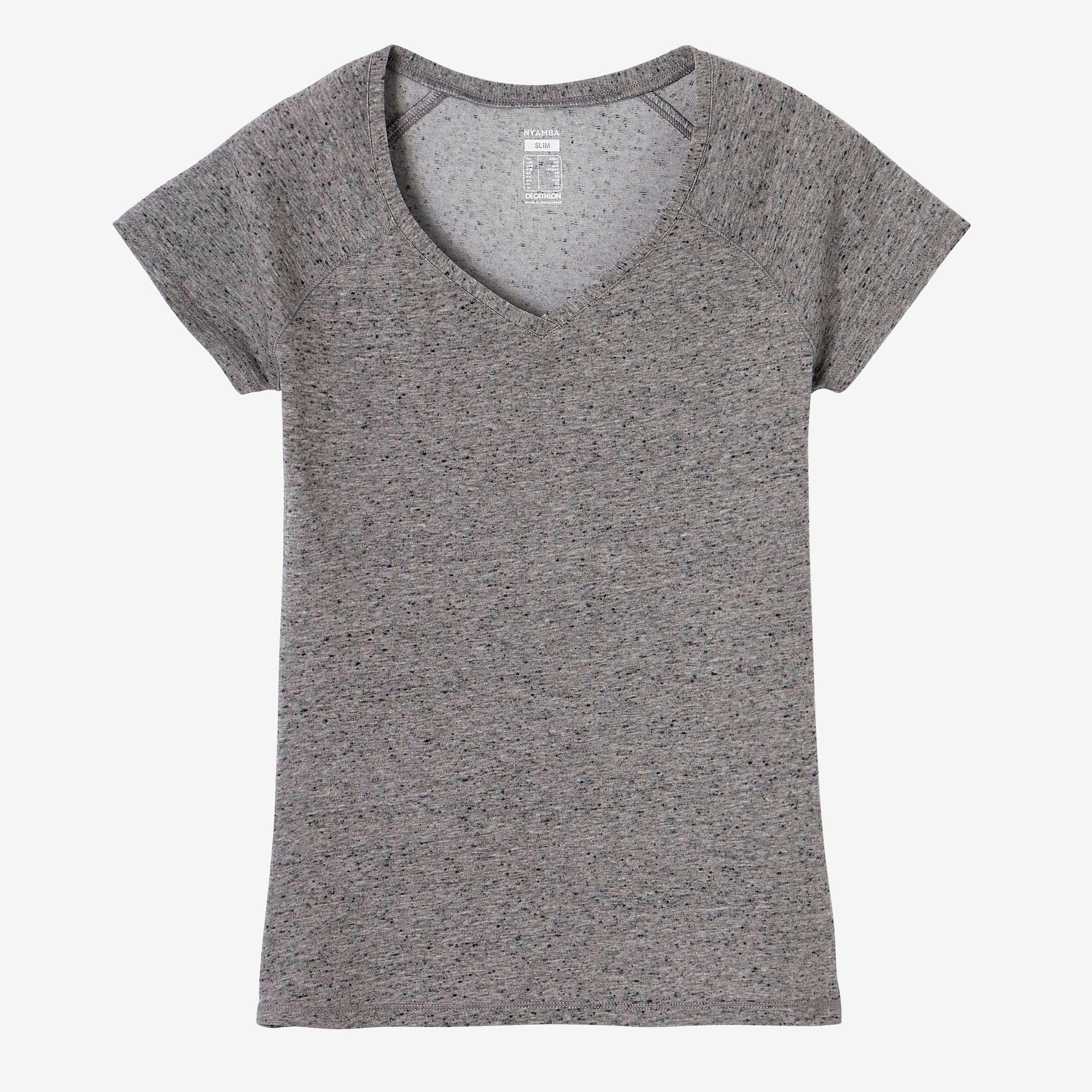 Women's Fitness V-Neck T-Shirt 500 - Grey 15/17