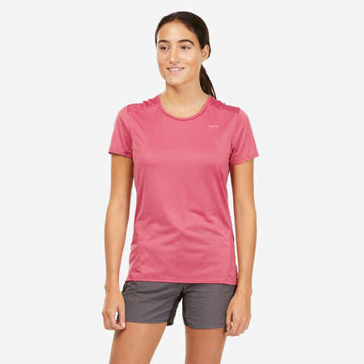 Playera de manga corta de senderismo en montaña para mujer MH100