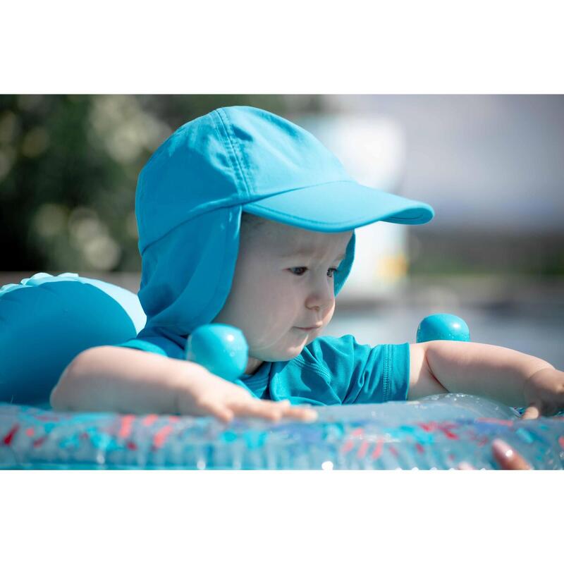 Casquette anti UV bébé nageur bleu