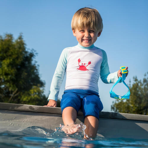UV-Schwimmanzug langarm Baby/Kinder - bedruckt blau 