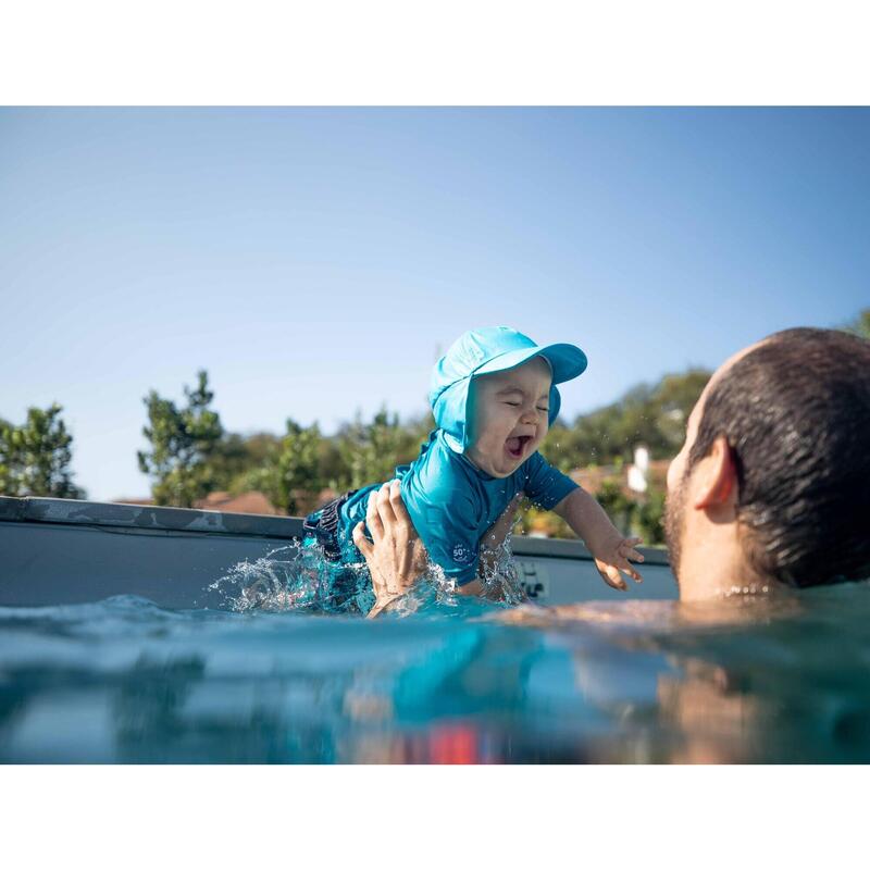 Casquette anti UV bébé nageur bleu