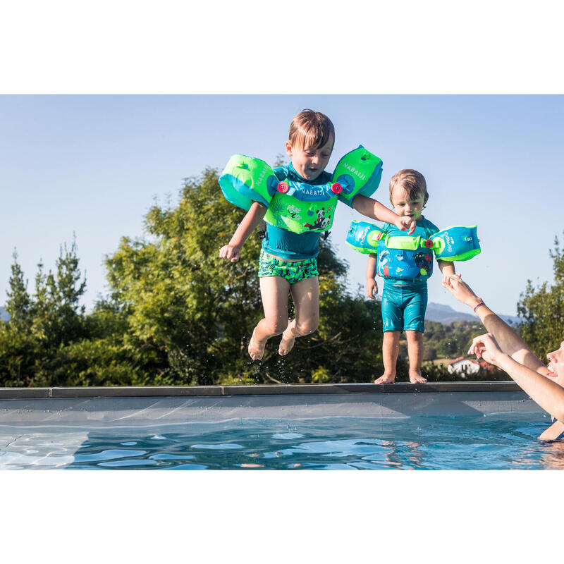 兒童漸進式游泳臂圈－腰帶TISWIM - 藍色「龍圖案」印花