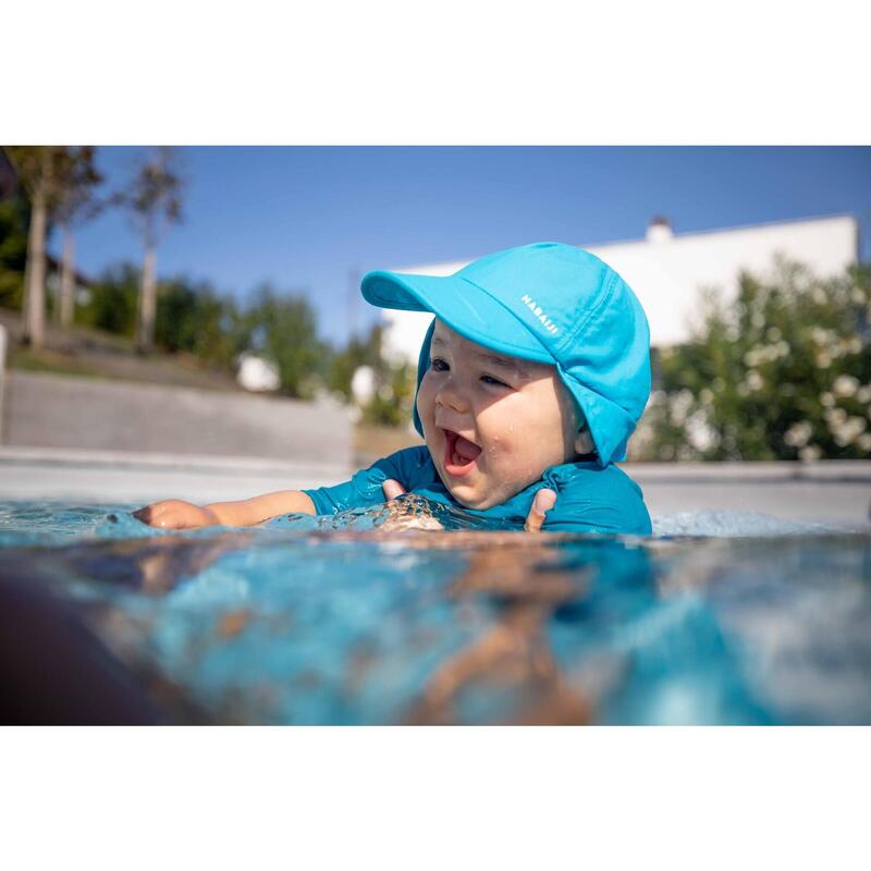 Boné Licra Solar anti UV bebé nadador azul