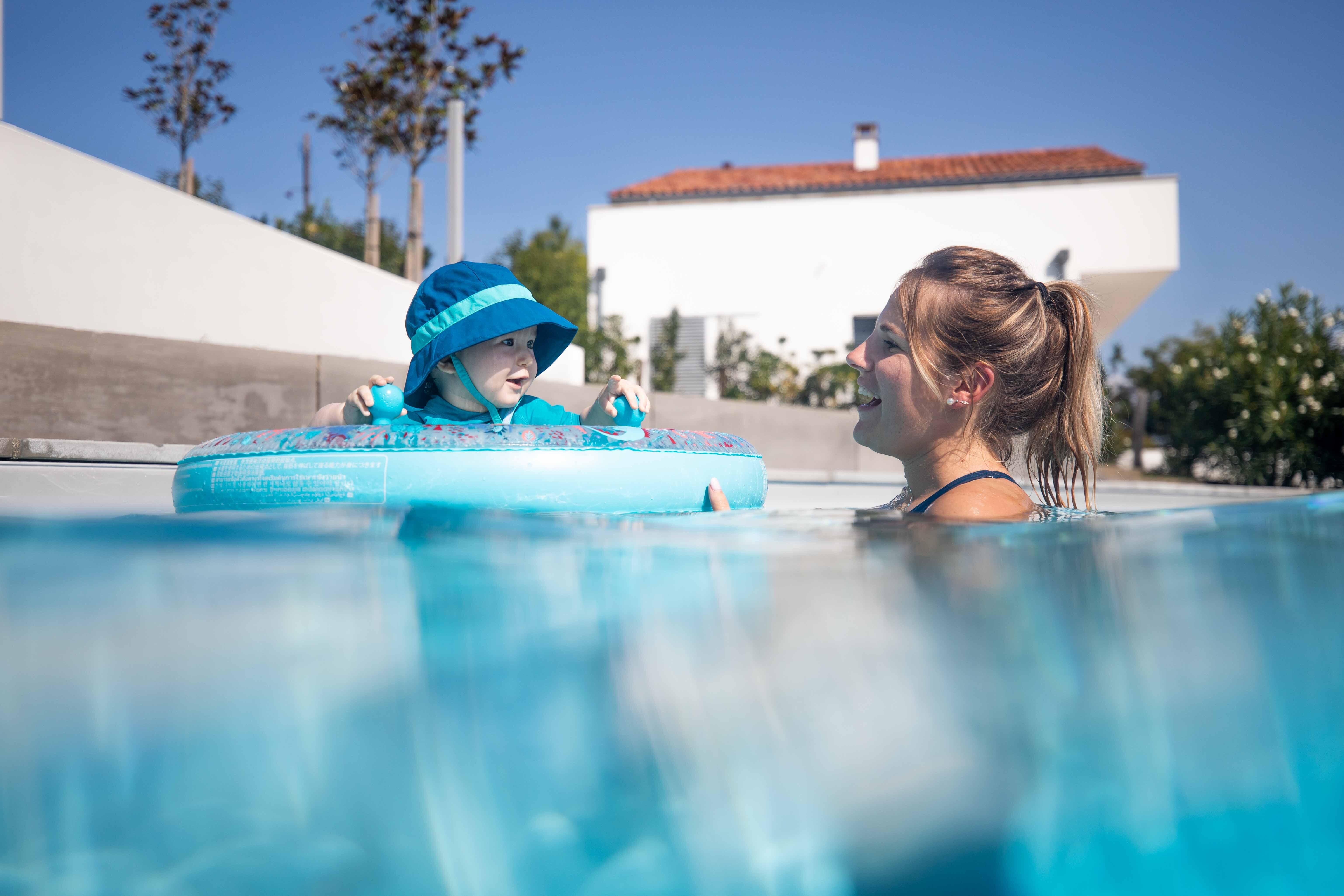 Baby s inflatable pool ring seat and handles for infants 7 15 kg transparent