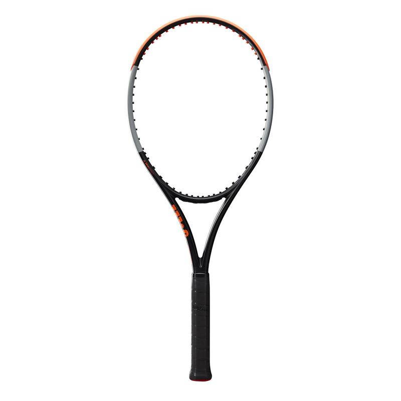 Racchetta tennis adulto BURN 100LS V4.0 nero-grigio-arancione non incordata