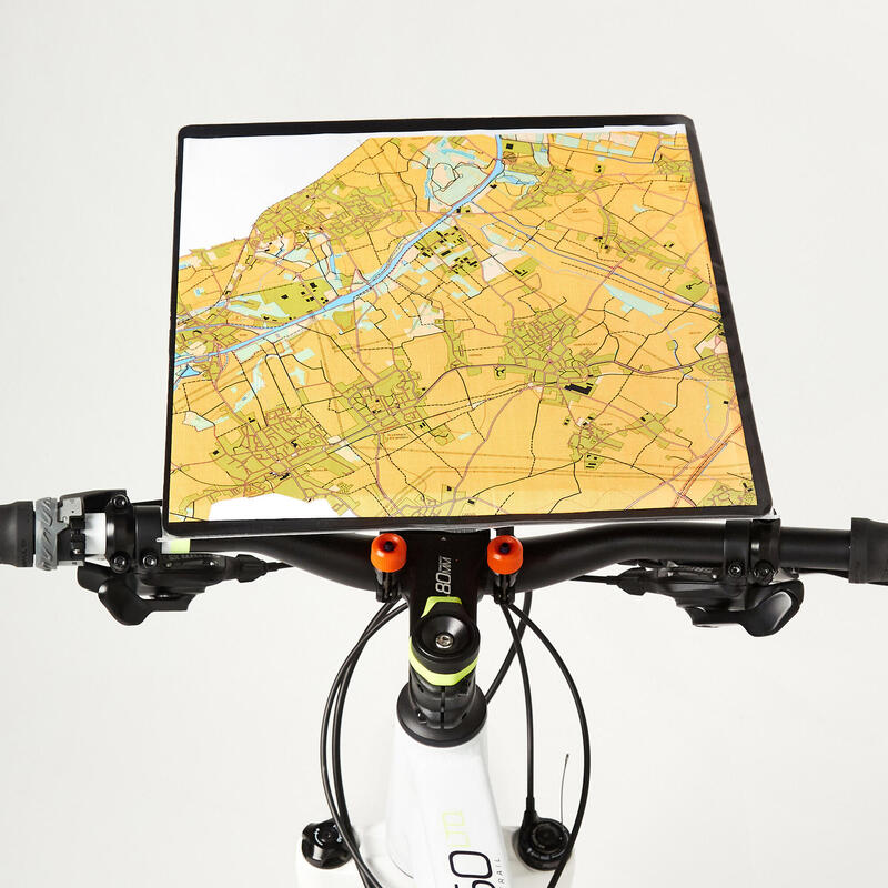 Richtbare kaarthouder voor mountainbike voor oriëntatielopen en multisportraids