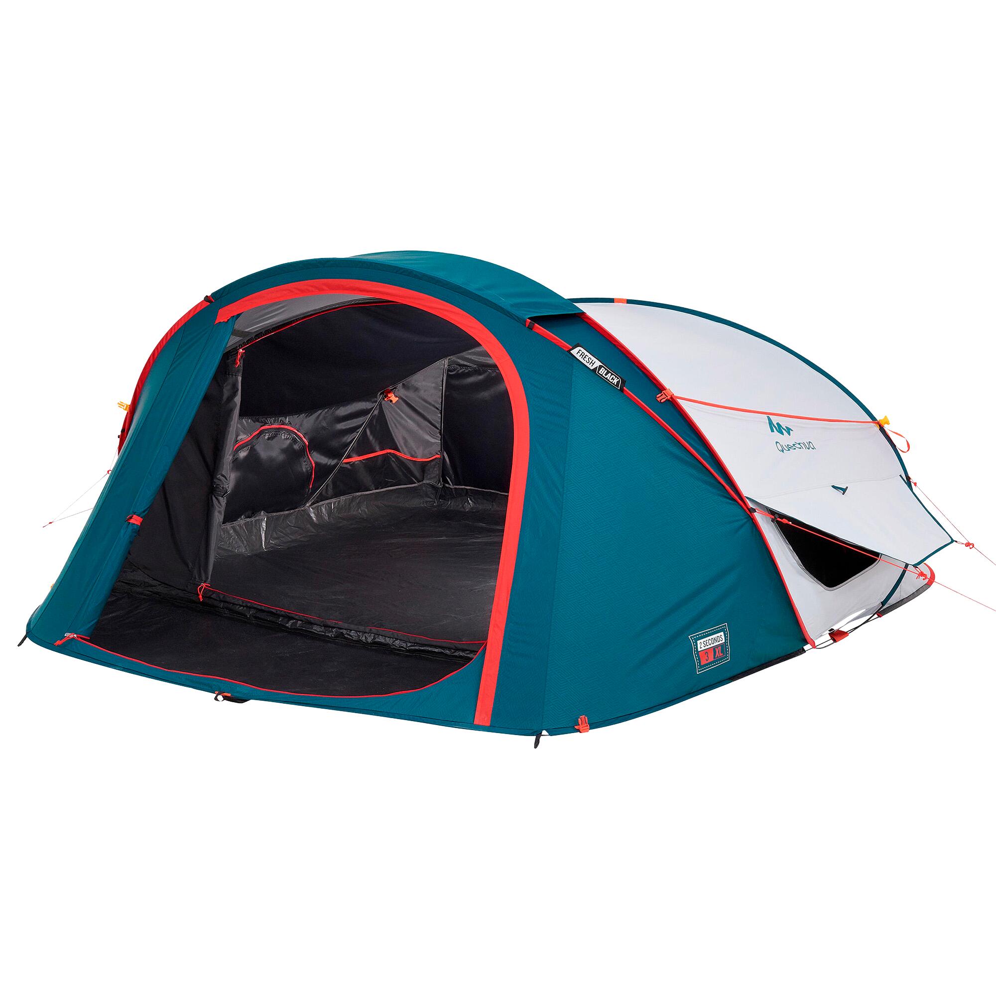 Pop up tent xl - 3 personen - 2 seconds - fresh & black