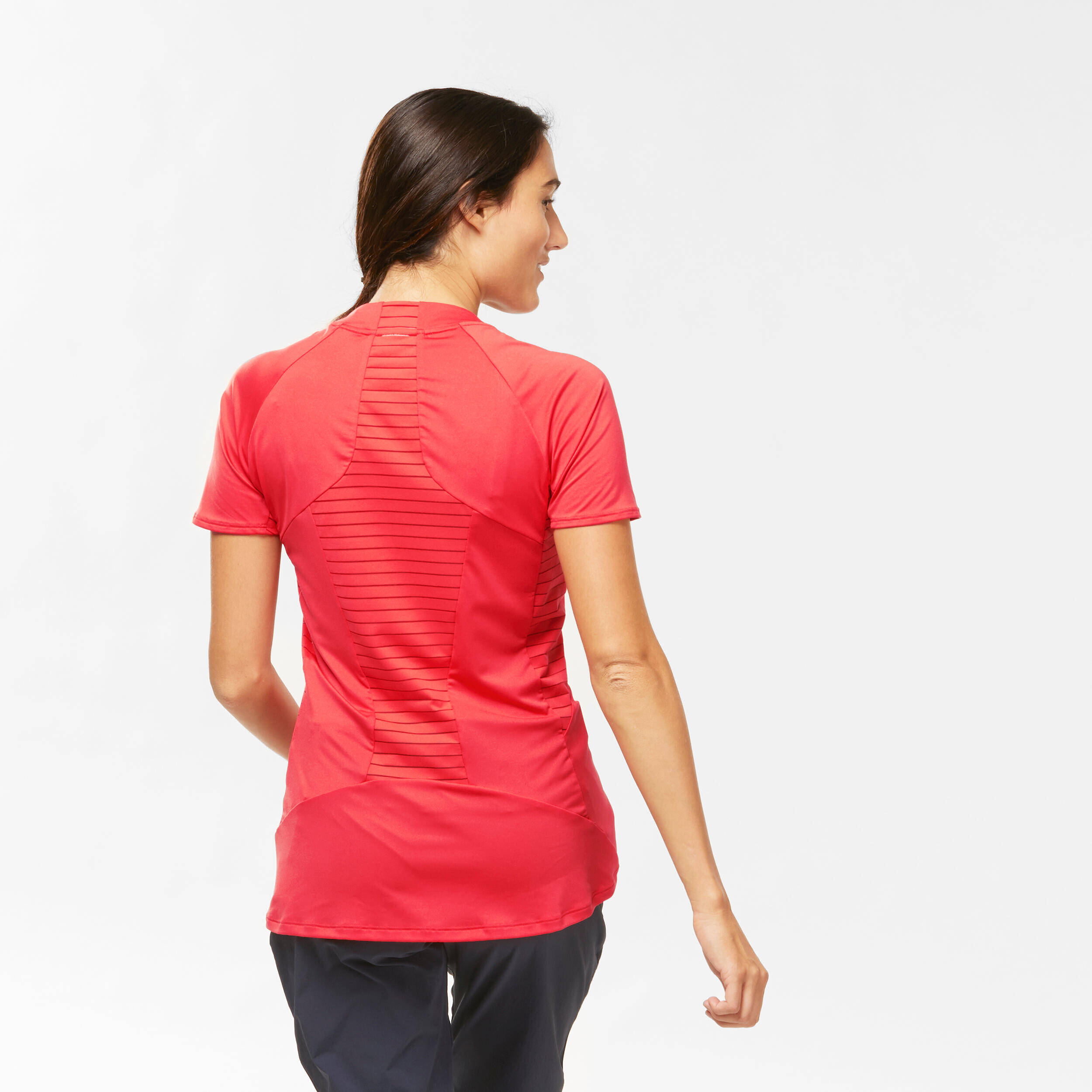 Women Mountain Hiking Short-Sleeved T-Shirt MH500 Coral -  3