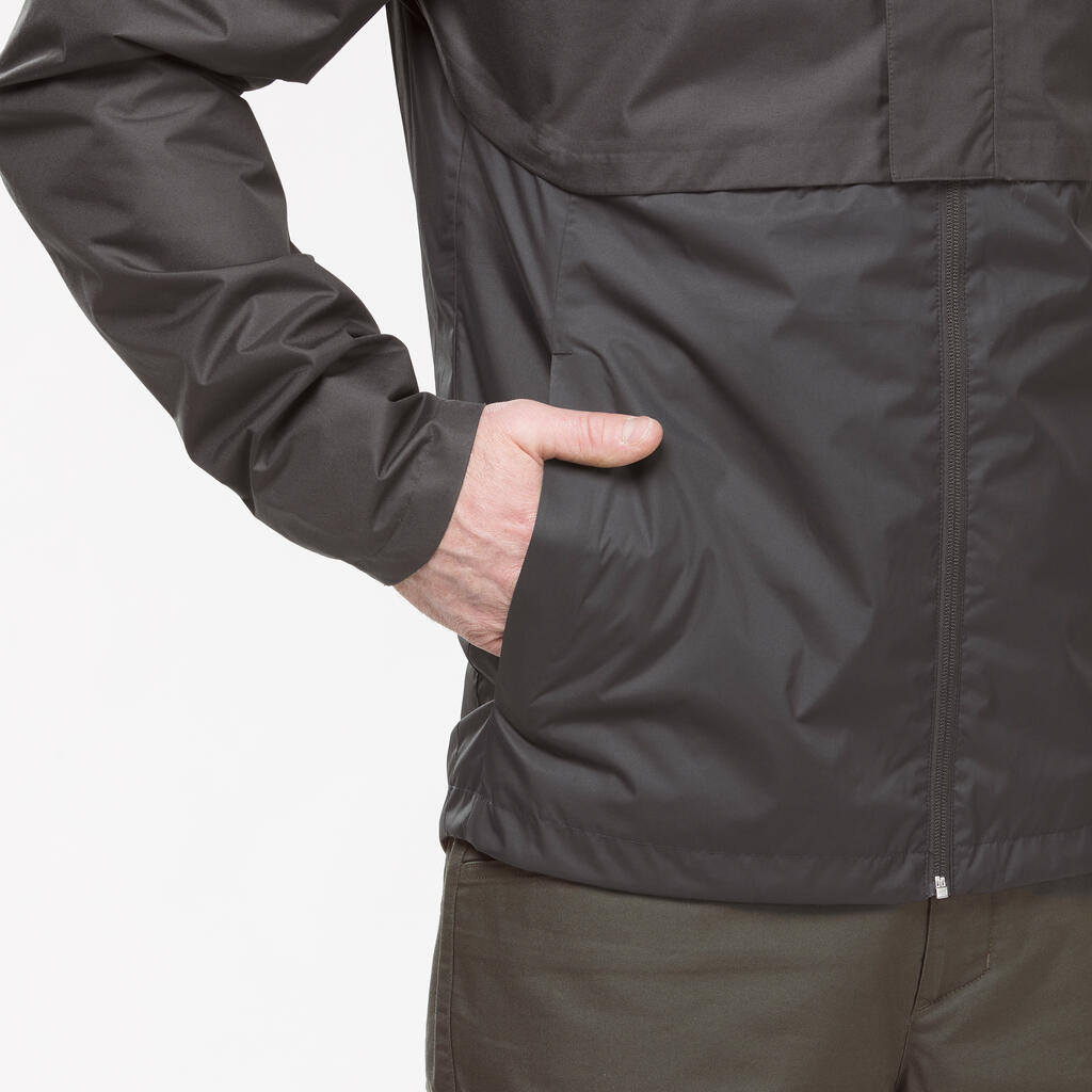 Men's waterpoof jacket - NH500 - Dark Grey