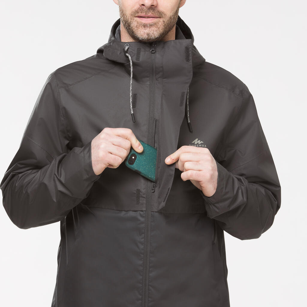 Men's waterpoof jacket - NH500 - Dark Grey