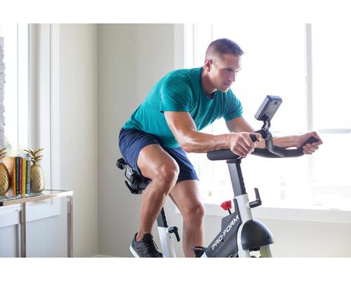 Man on exercise bike