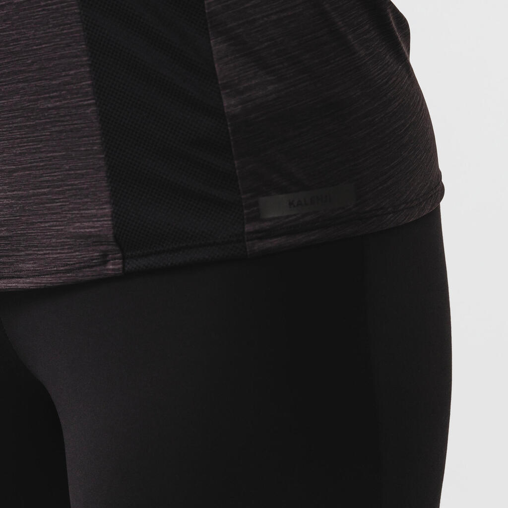 Sieviešu garo piedurkņu T krekls ar daļējo rāvējslēdzēju “Dry+”, melns