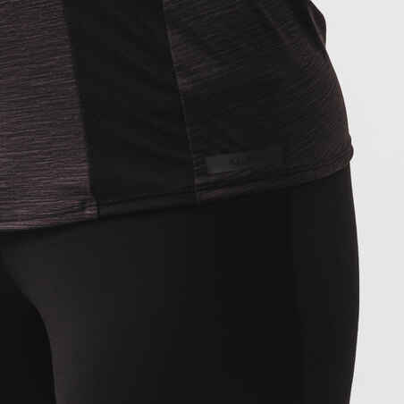 Mot. bėgimo marškinėliai ilgomis rankovėmis „Run Dry+“ su 1/2 užtrauktuku, juodi
