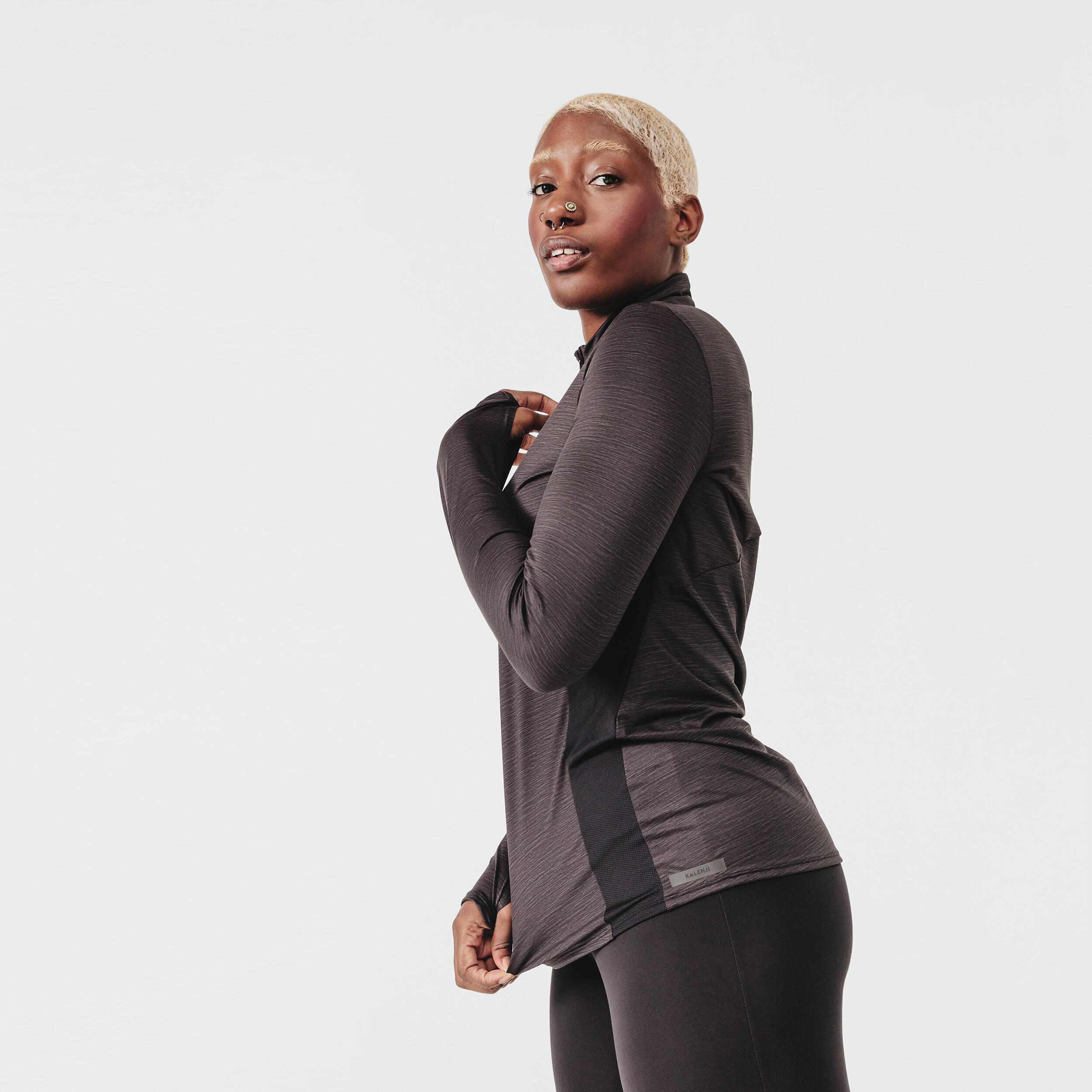 KIPRUN Run 100 Dry Women's Breathable Long-Sleeved Running T-Shirt - Black