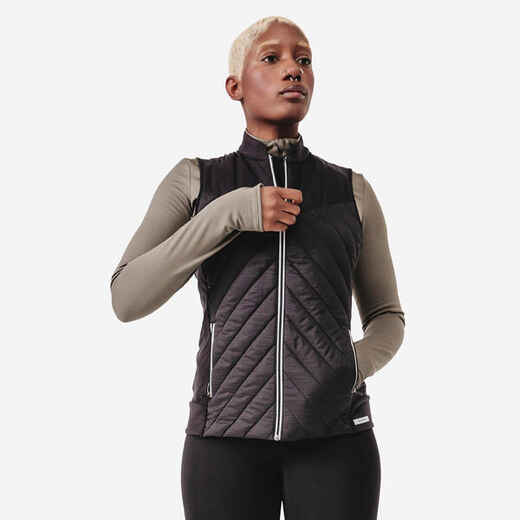 
      Women's sleeveless running jacket Warm - black
  