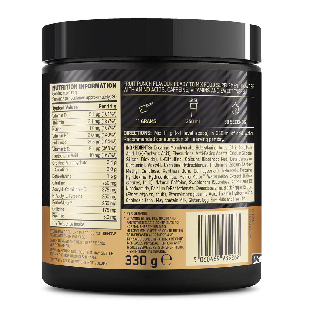 Milteliai „Gold Standard Pre-Workout“, 330 g, vaisių gėrimo skonio