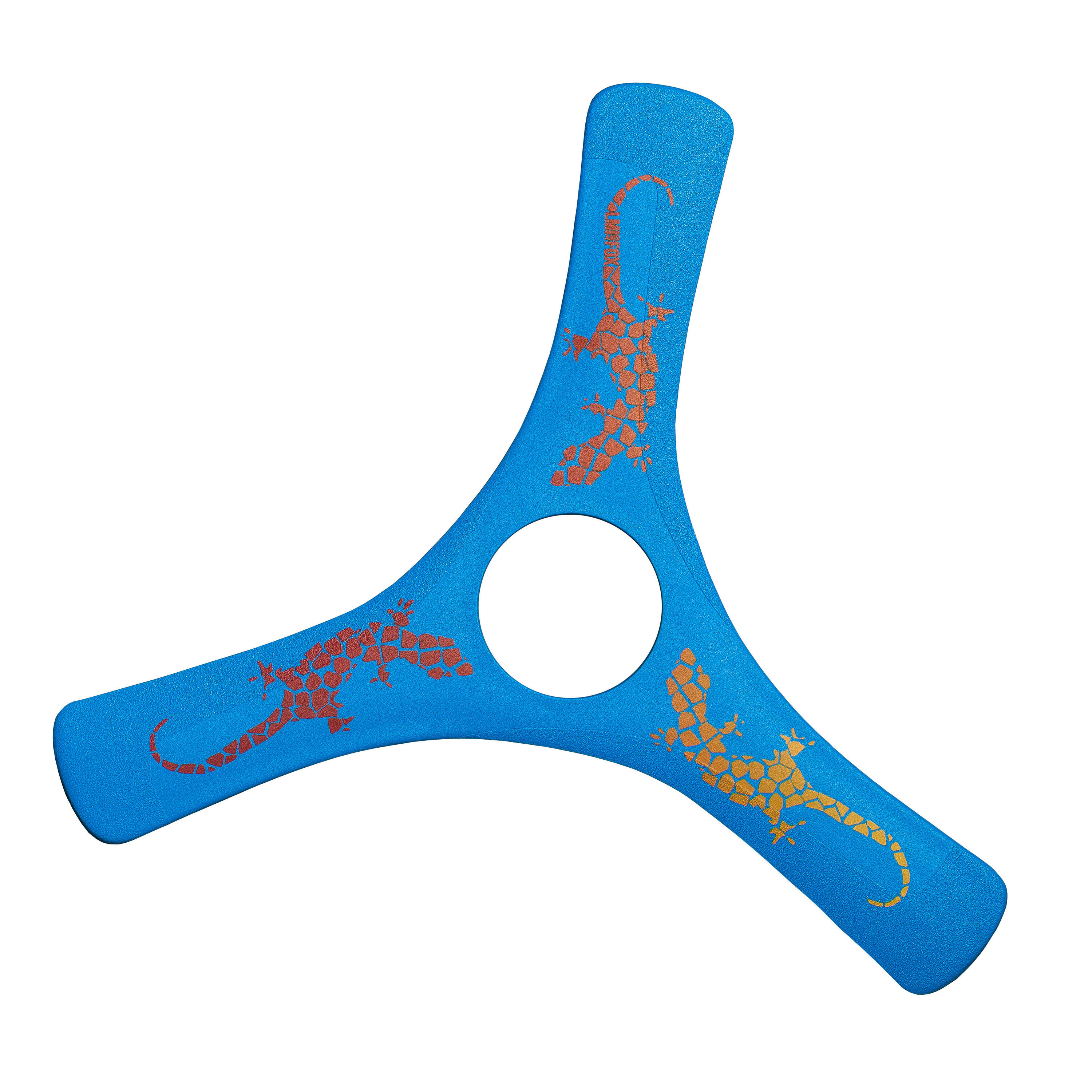 Right-Handed Tri-Blade Rigid Plastic Boomerang Fun Spinracer - Blue 1/2