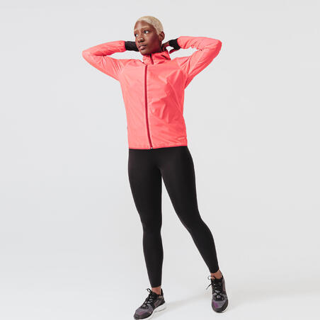 Women's windproof running jacket Wind - neon coral