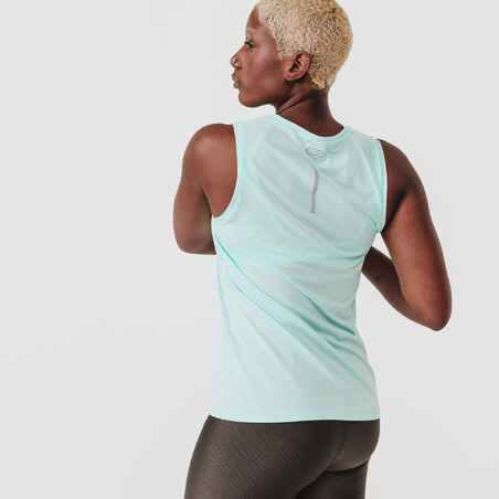 Camiseta Running Kalenji Run Dry Sin Mangas Mujer Turquesa