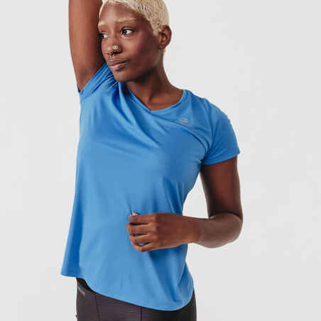 T-shirt manches courtes running respirant femme - Dry bleu