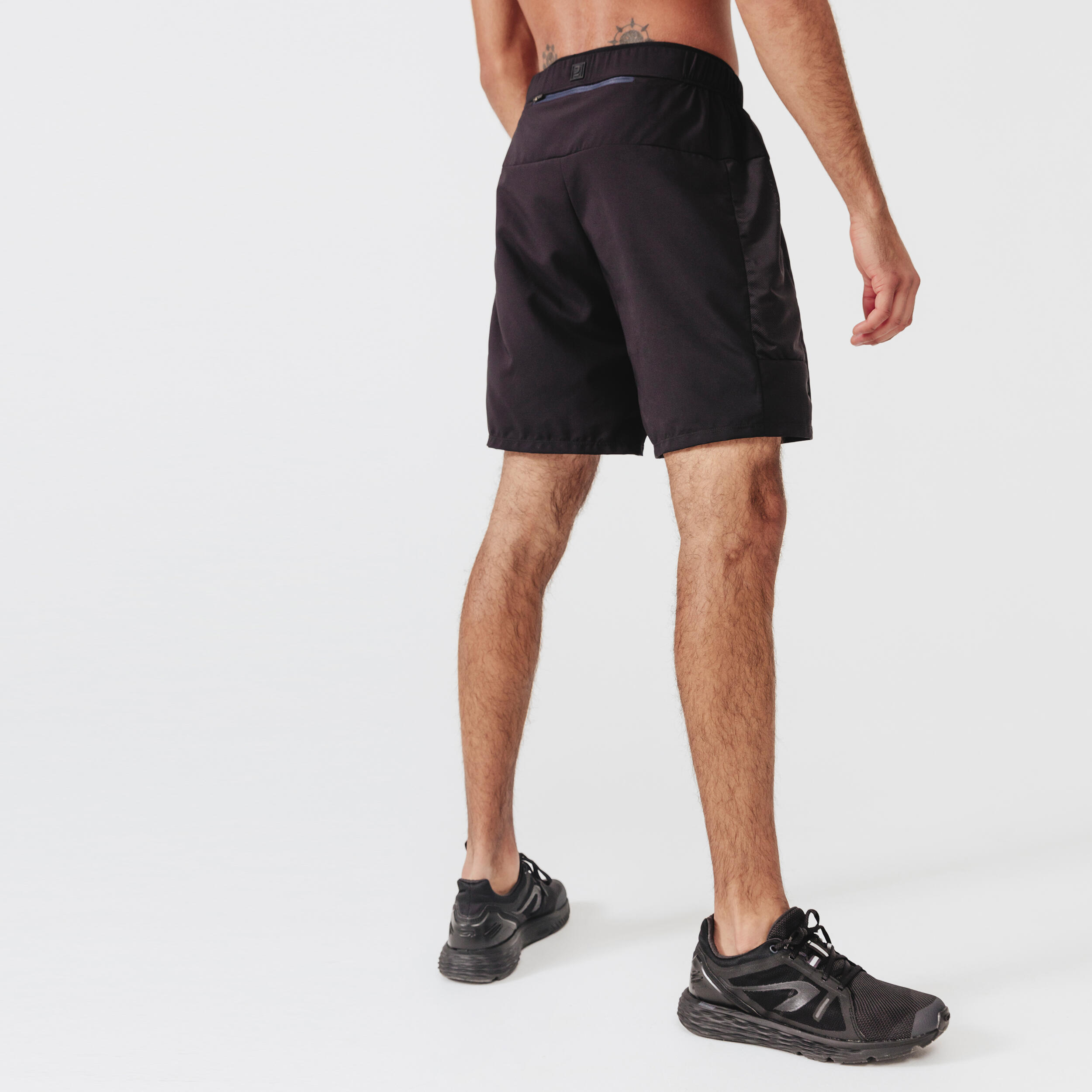 Pantaloneta Hombre para correr Run Dry + Negro - Decathlon