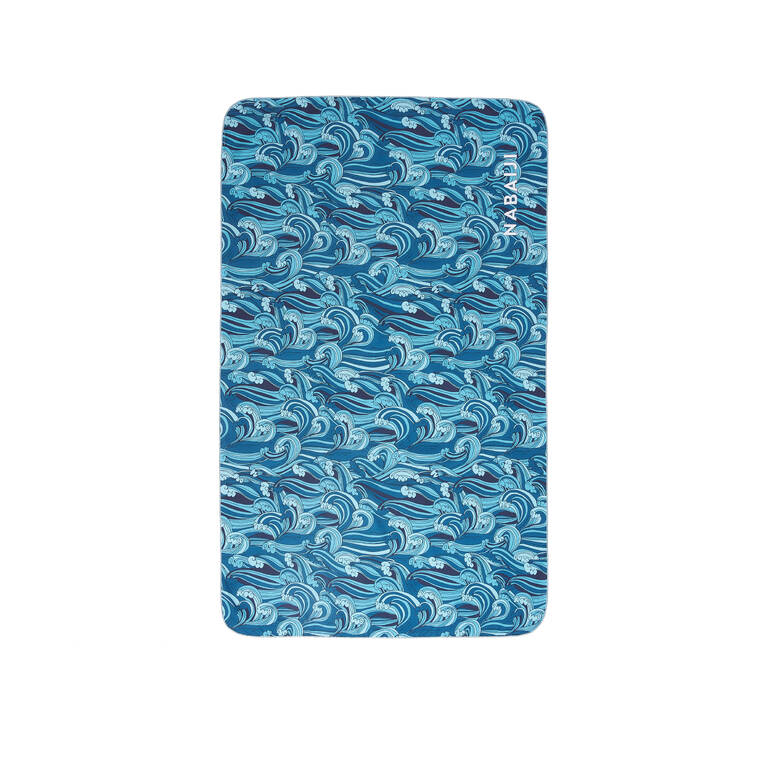 Compact Microfibre Swimming Towel with Snaps Size L 80 x 130 cm - print