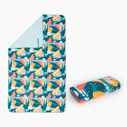Printed microfibre towel with press studs, size L 80 x 130 cm
