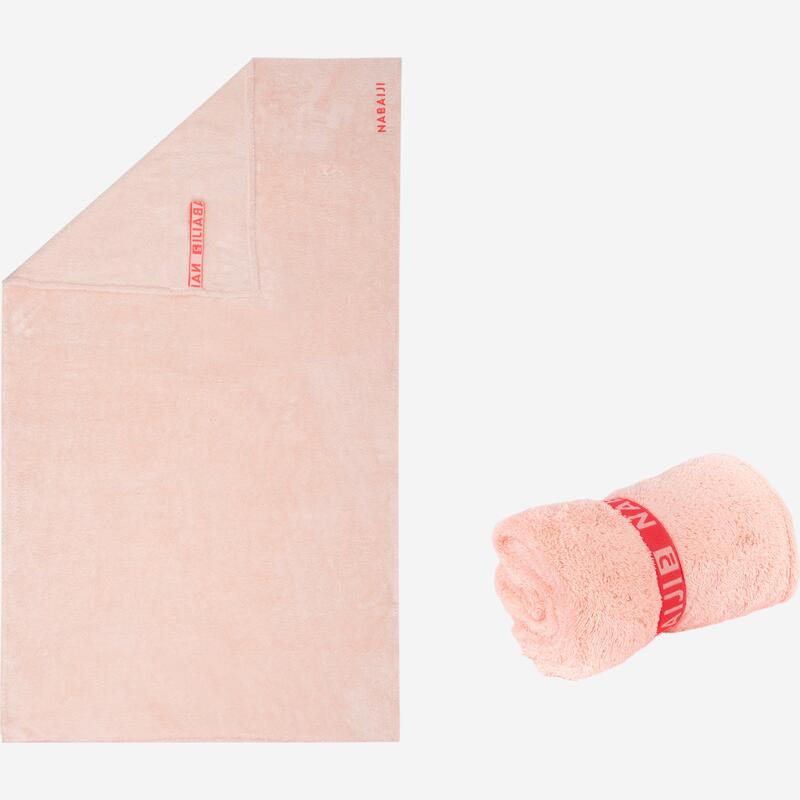 Serviette de bain microfibre ultra douce rose clair taille L 80 x 130 cm