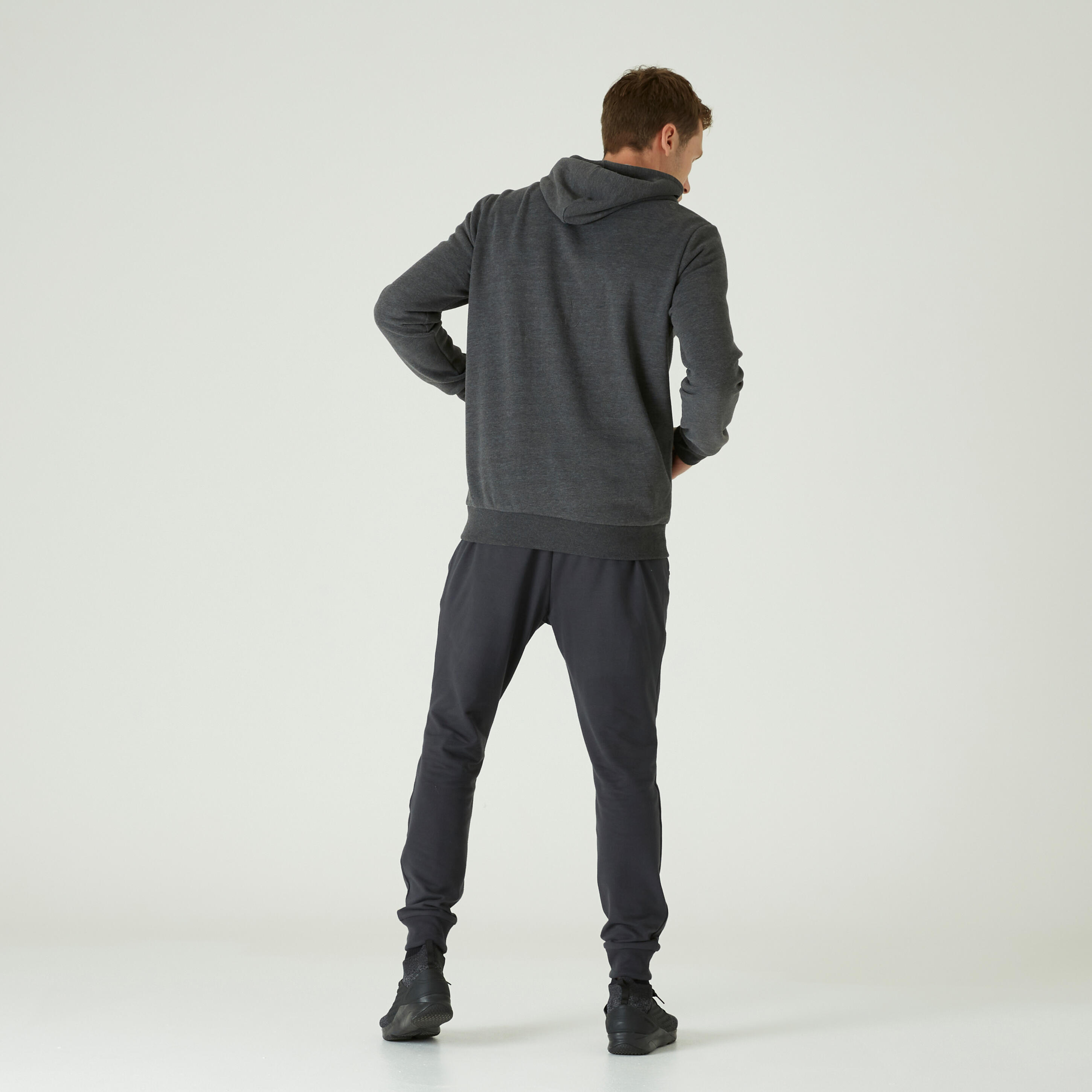 Men's Fitness Crew Hoodie 100 - Carbon Grey 3/6