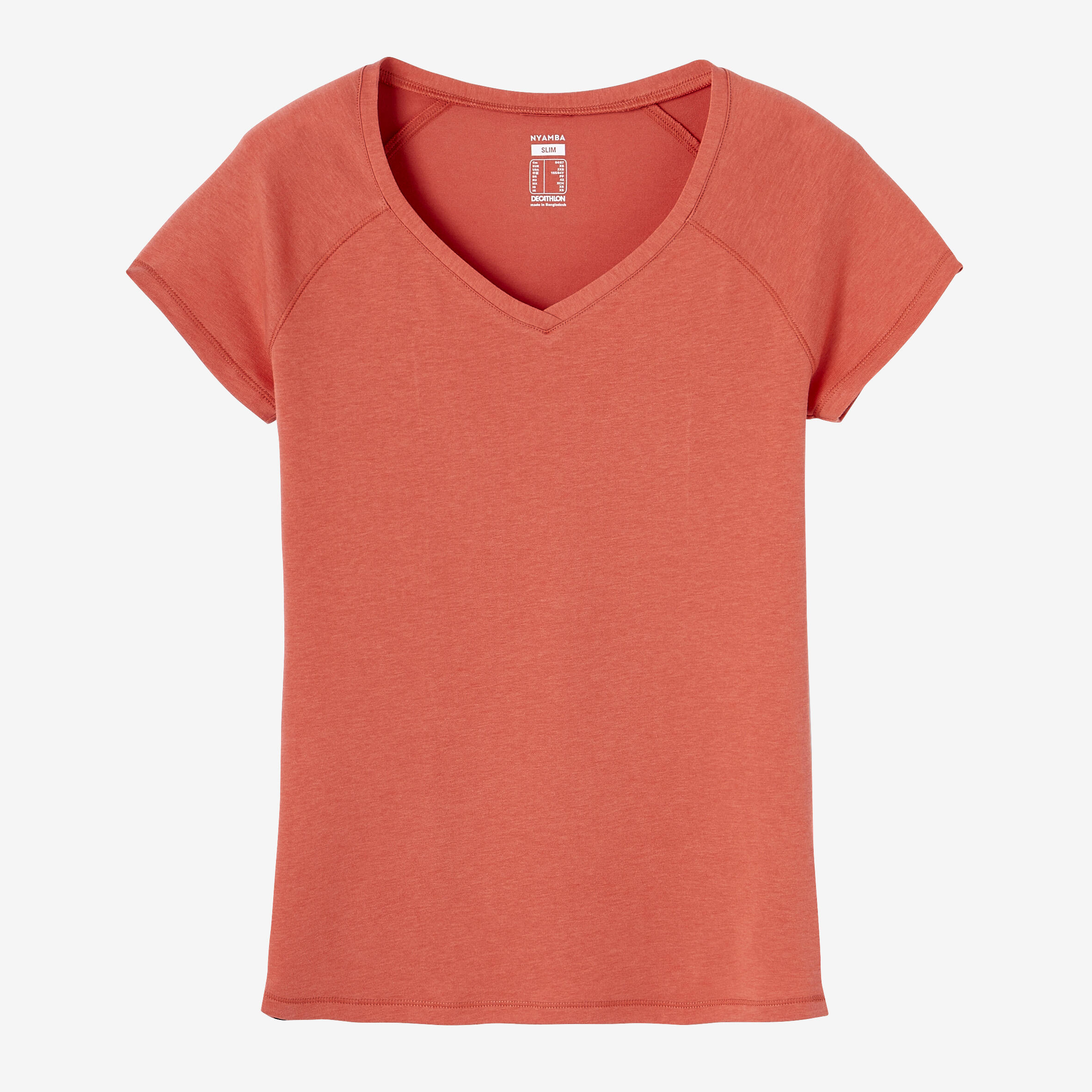 Women's V-Neck Fitness T-Shirt 500 - Terracotta 6/6