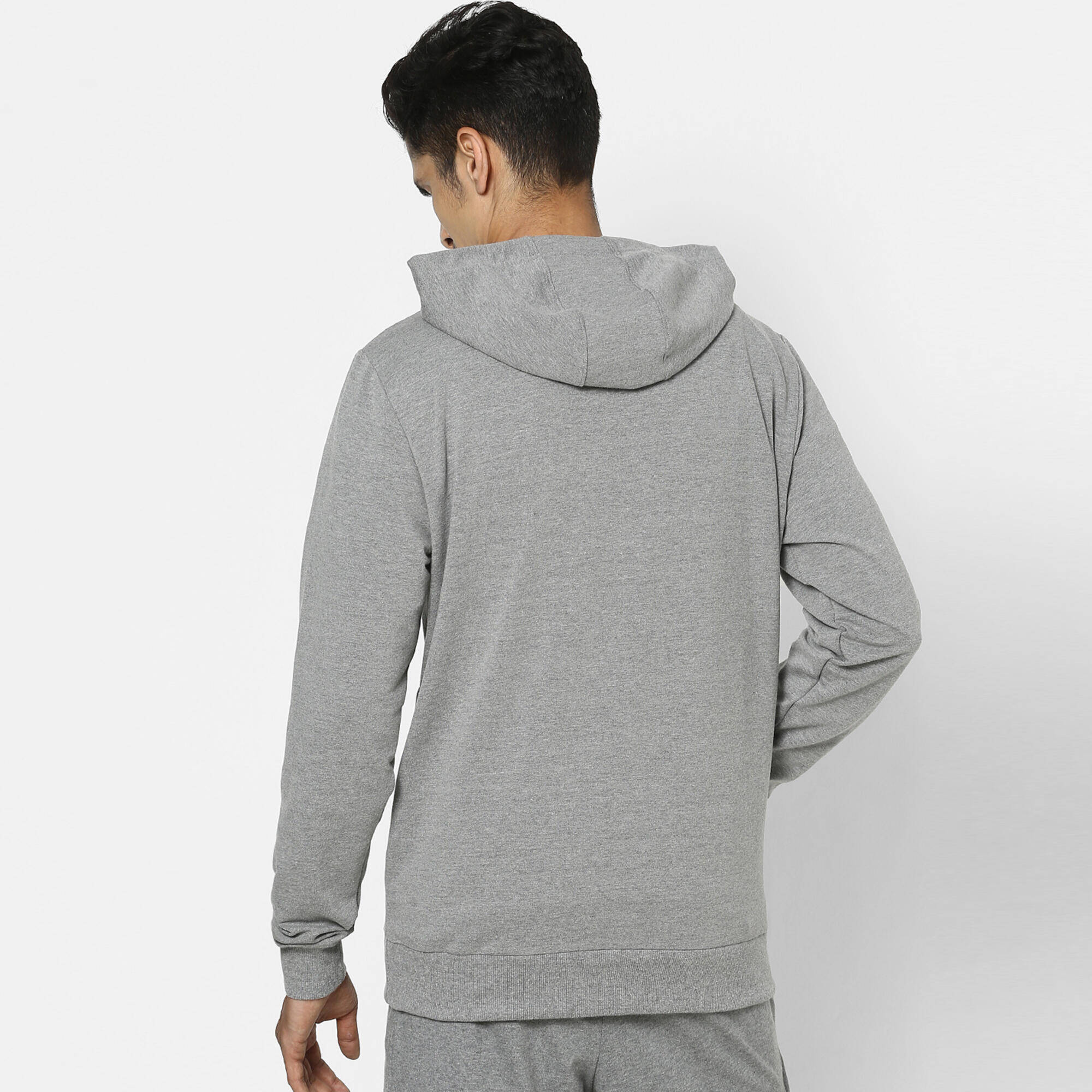 Men Sweatshirt With Hood and Zip 100 For Gym-Navy/Grey -  4