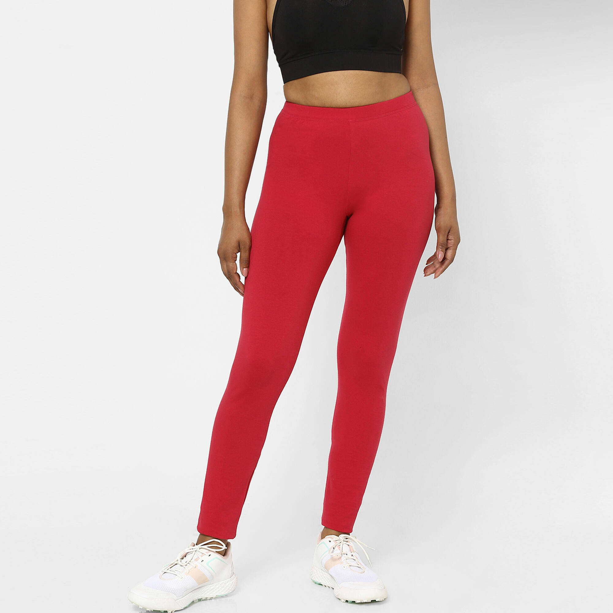 Women's Cotton Gym Legging Salto - Maroon -  1