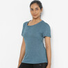Women's Cotton Gym T-Shirt Regular-Fit 500 - Mottled Dark Blue