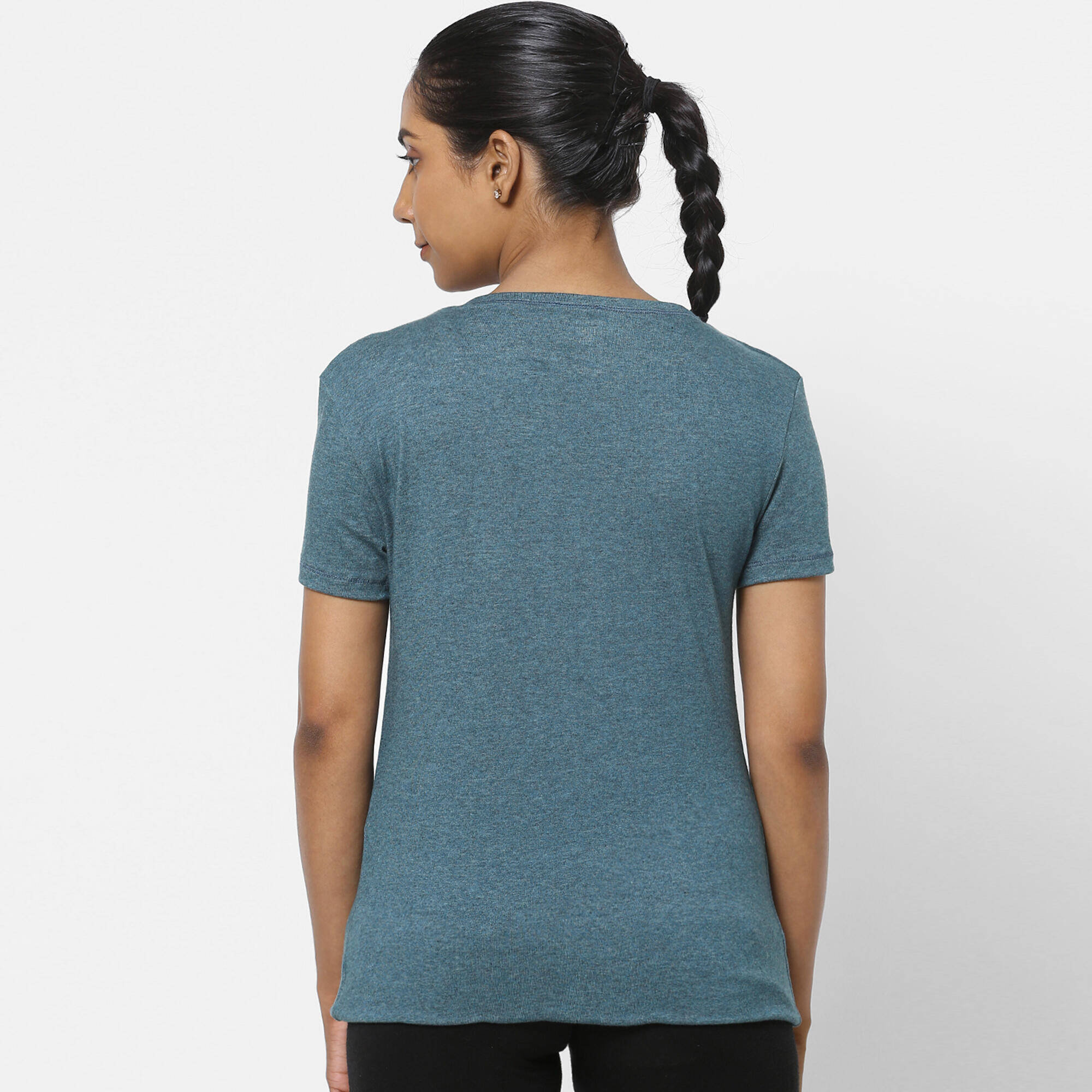 Refurbished Women Pilates Cotton Regular Fit T-Shirt Dark Blue - Condition A -  4