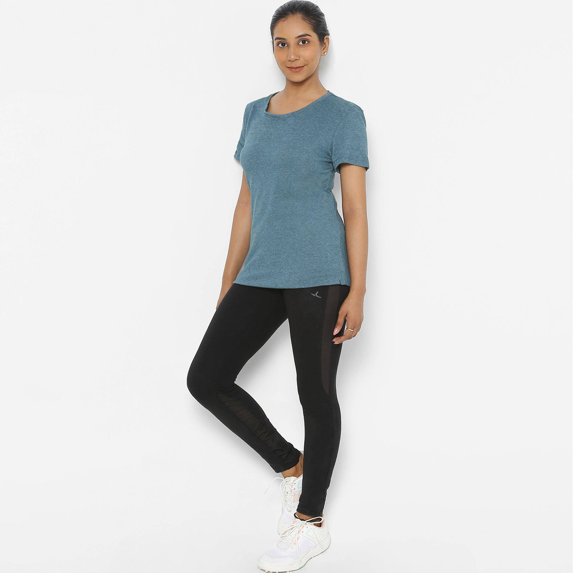Refurbished Women Pilates Cotton Regular Fit T-Shirt Dark Blue - Condition A -  3