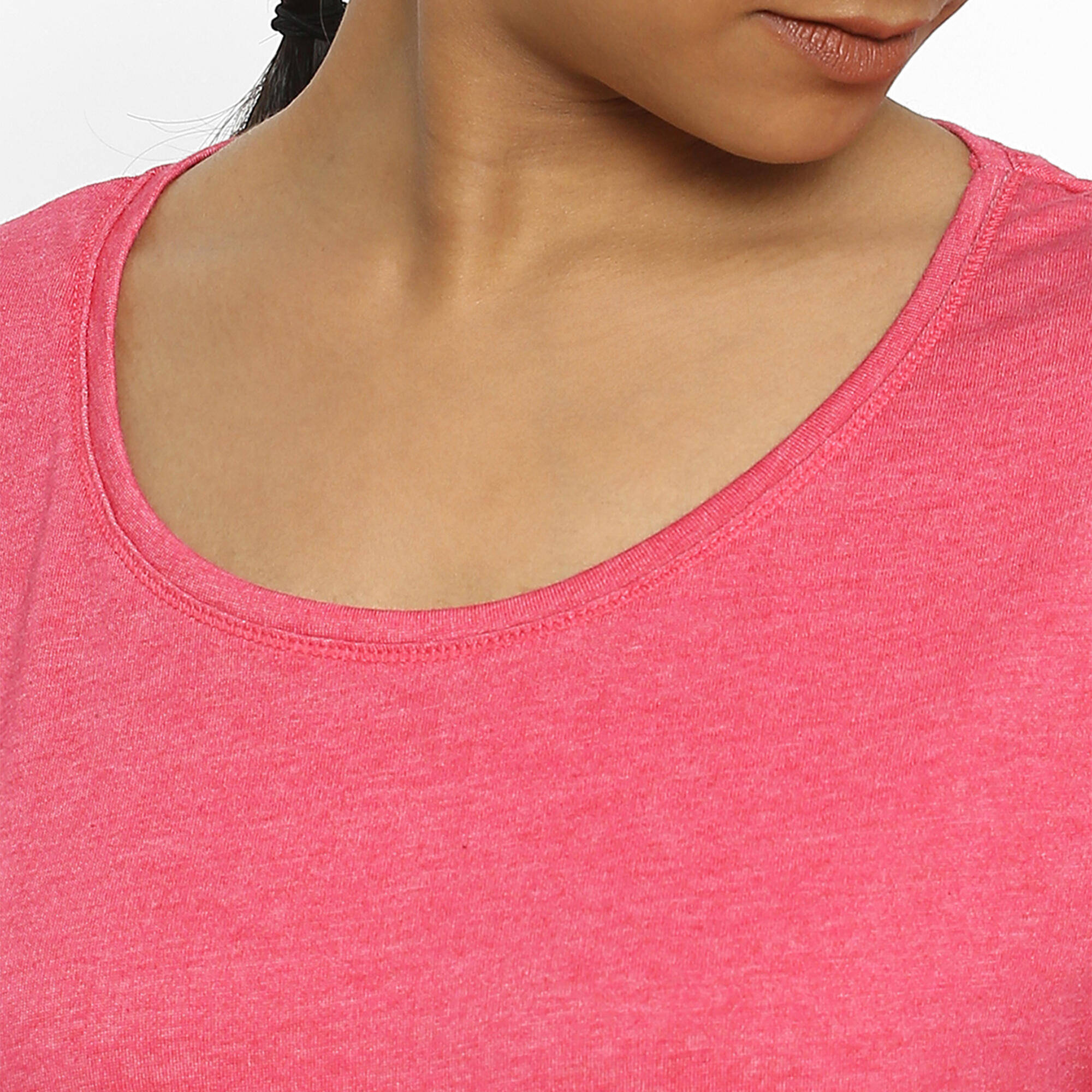 Refurbished Women Pilates Cotton Regular Fit T-Shirt Mottled Pink - Condition A -  4