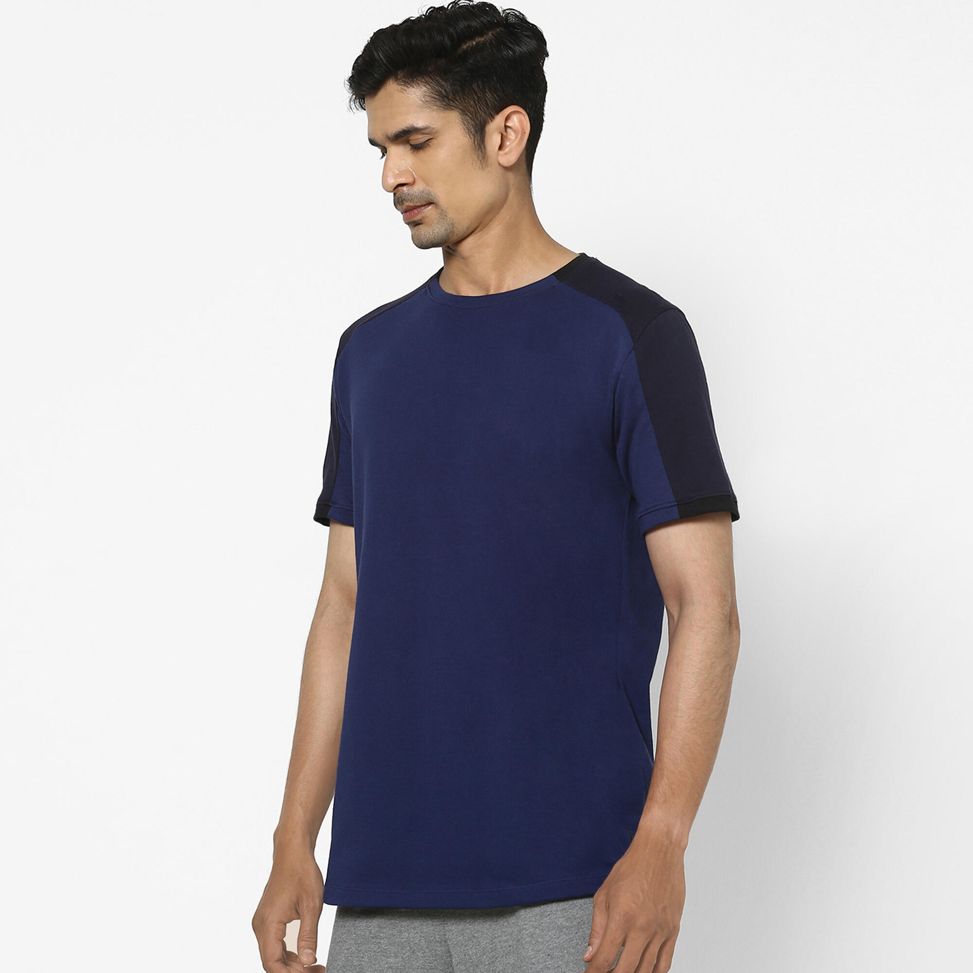 Men's Short-Sleeved Straight Crew Neck Cotton Fitness T-Shirt 520 - Cosmos Blue 2/13