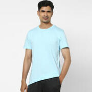 Men's Cotton Gym T-Shirt Regular Fit Athletee 100 - Turquoise