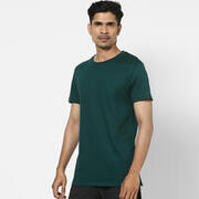 Men's Cotton Gym T-Shirt Regular Fit Athletee 100 - Green