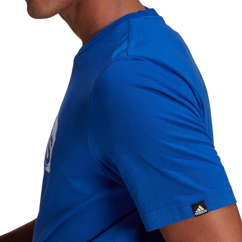 Fitnessshirt met print blauw