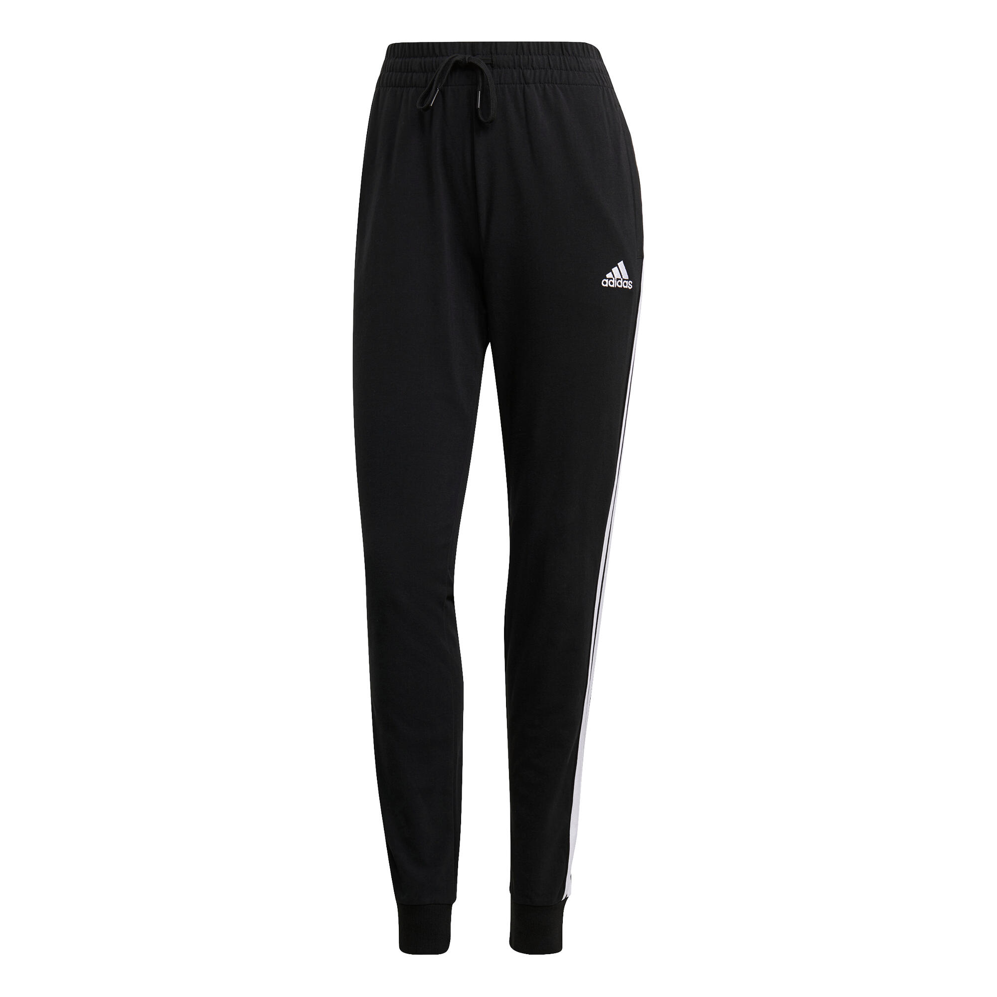 Women's Cotton-Rich Fitted Jogging Fitness Bottoms 3 Stripes - Black 6/6