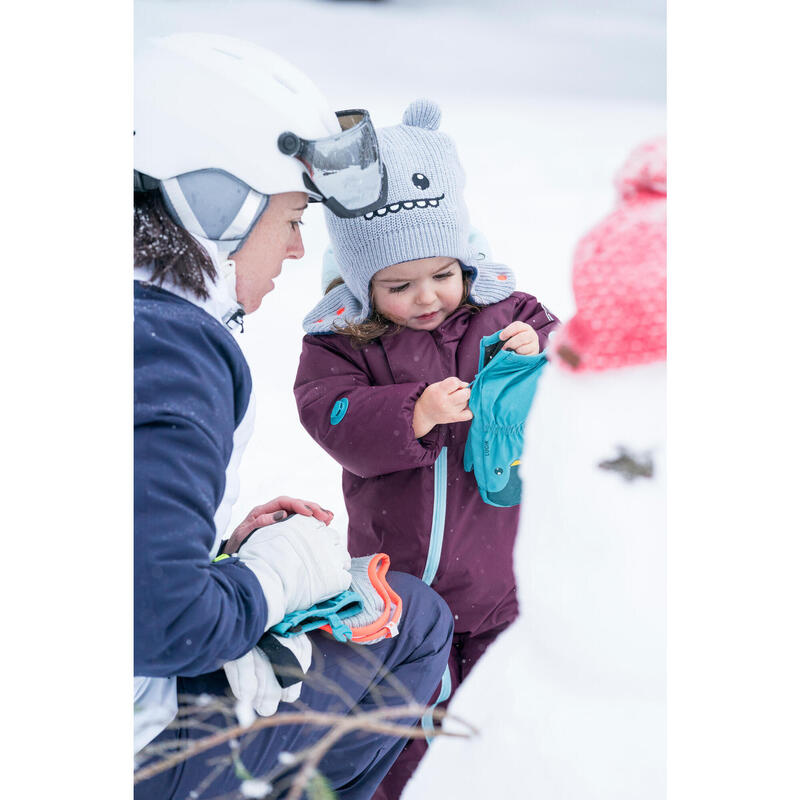 Bonnet péruvien bébé sous-casque de ski / luge gris WEDZE